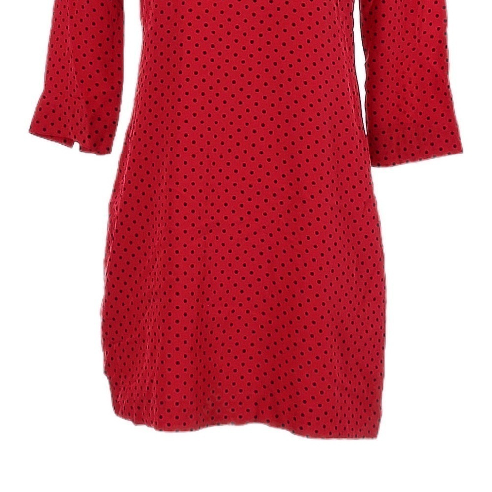 🌺 C Wonder Polka Dot 100% Silk 3/4 Sleeve Red Relaxed Fit Shift Dress Size XXS - Picture 5 of 9